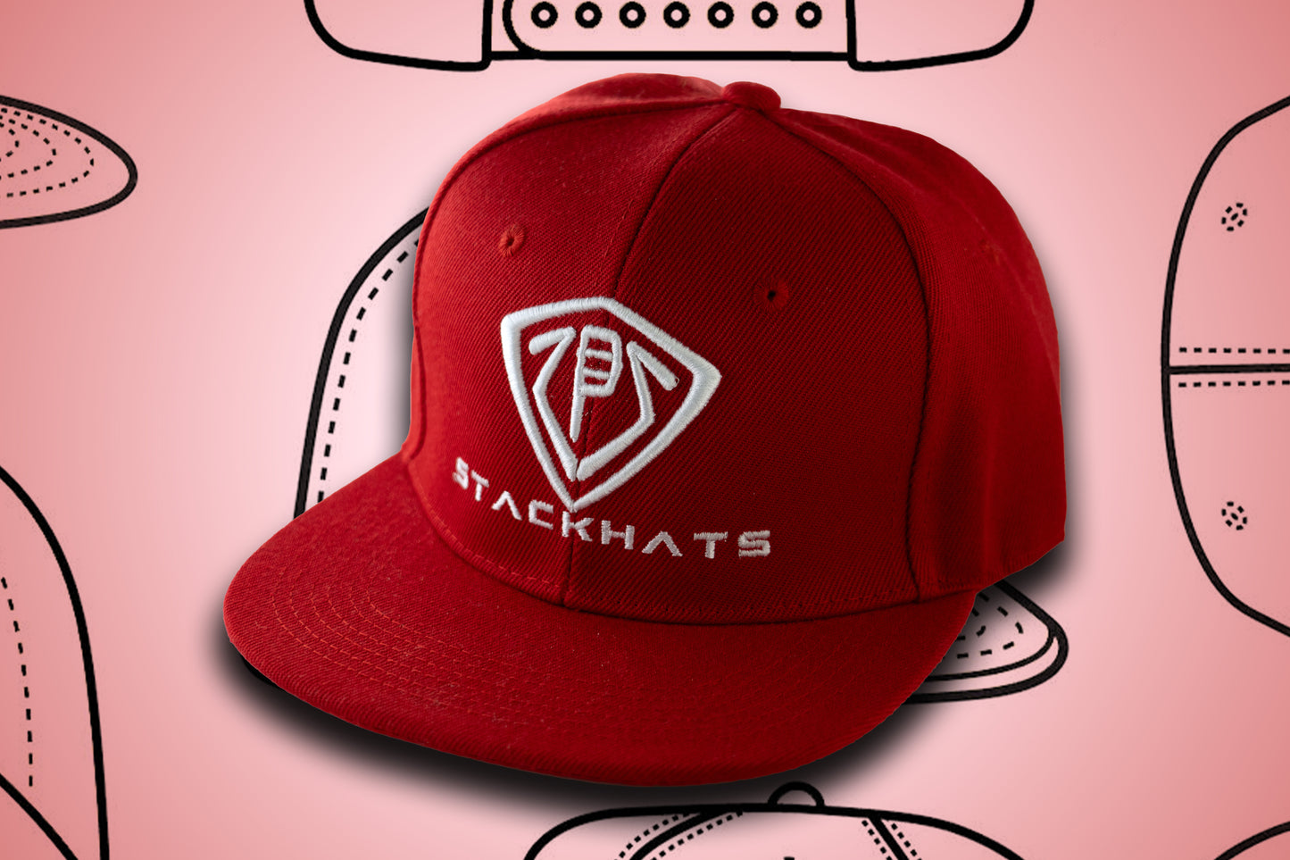 Red Unisex Flat Bill StackHats Snapback