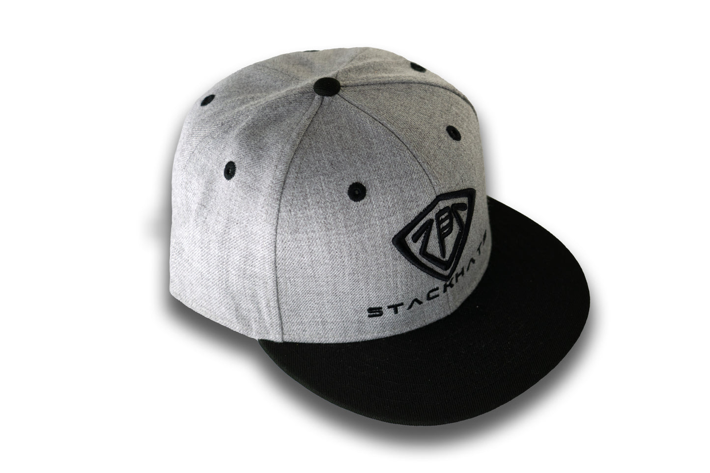 Grey & Black Unisex Flat Bill StackHats Snapback