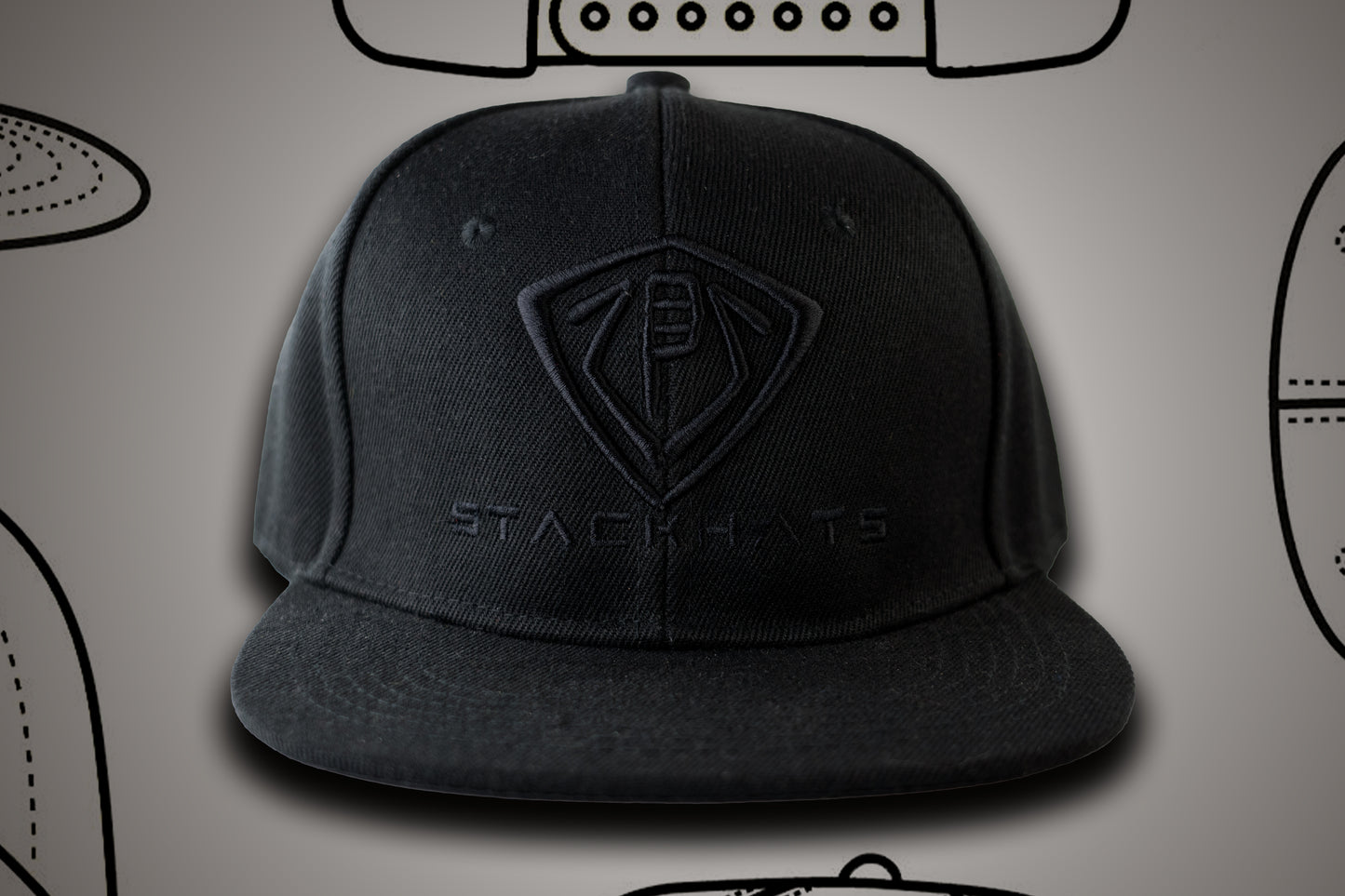 Black Unisex Flat Bill StackHats Snapback