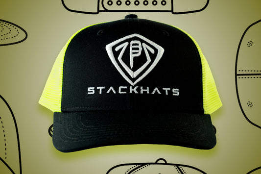 Black & Neon Yellow Unisex StackHats Snapback Trucker Hat