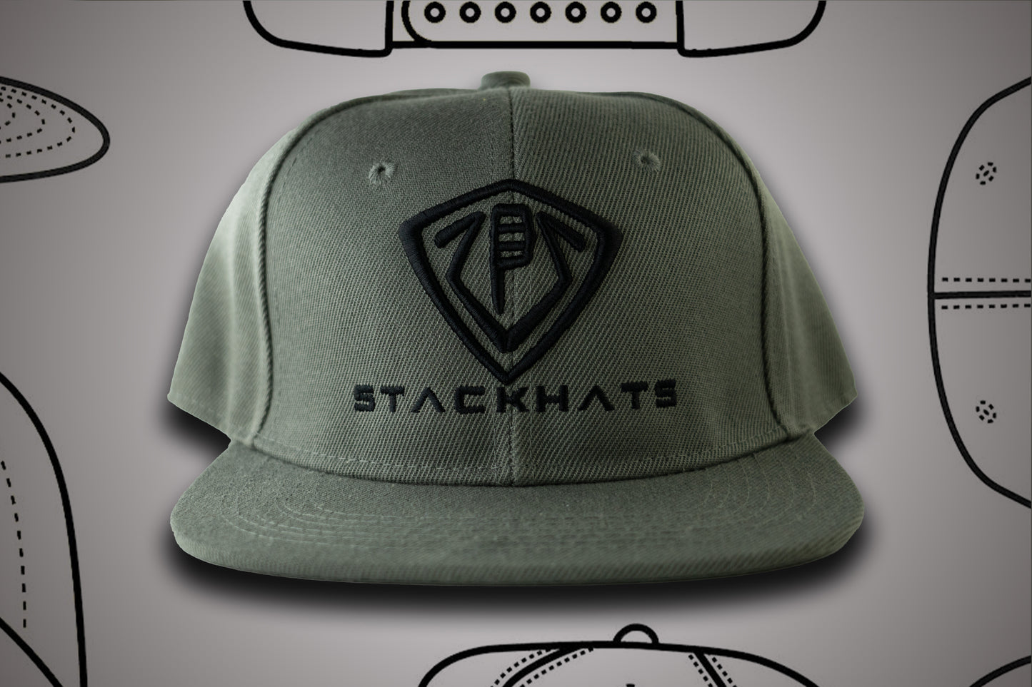 Grey Unisex Flat Bill StackHats Snapback