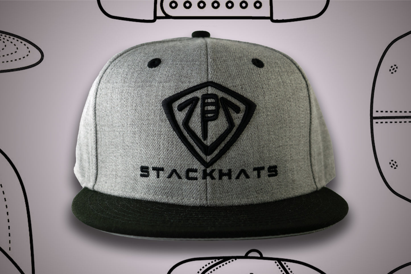 Grey & Black Unisex Flat Bill StackHats Snapback