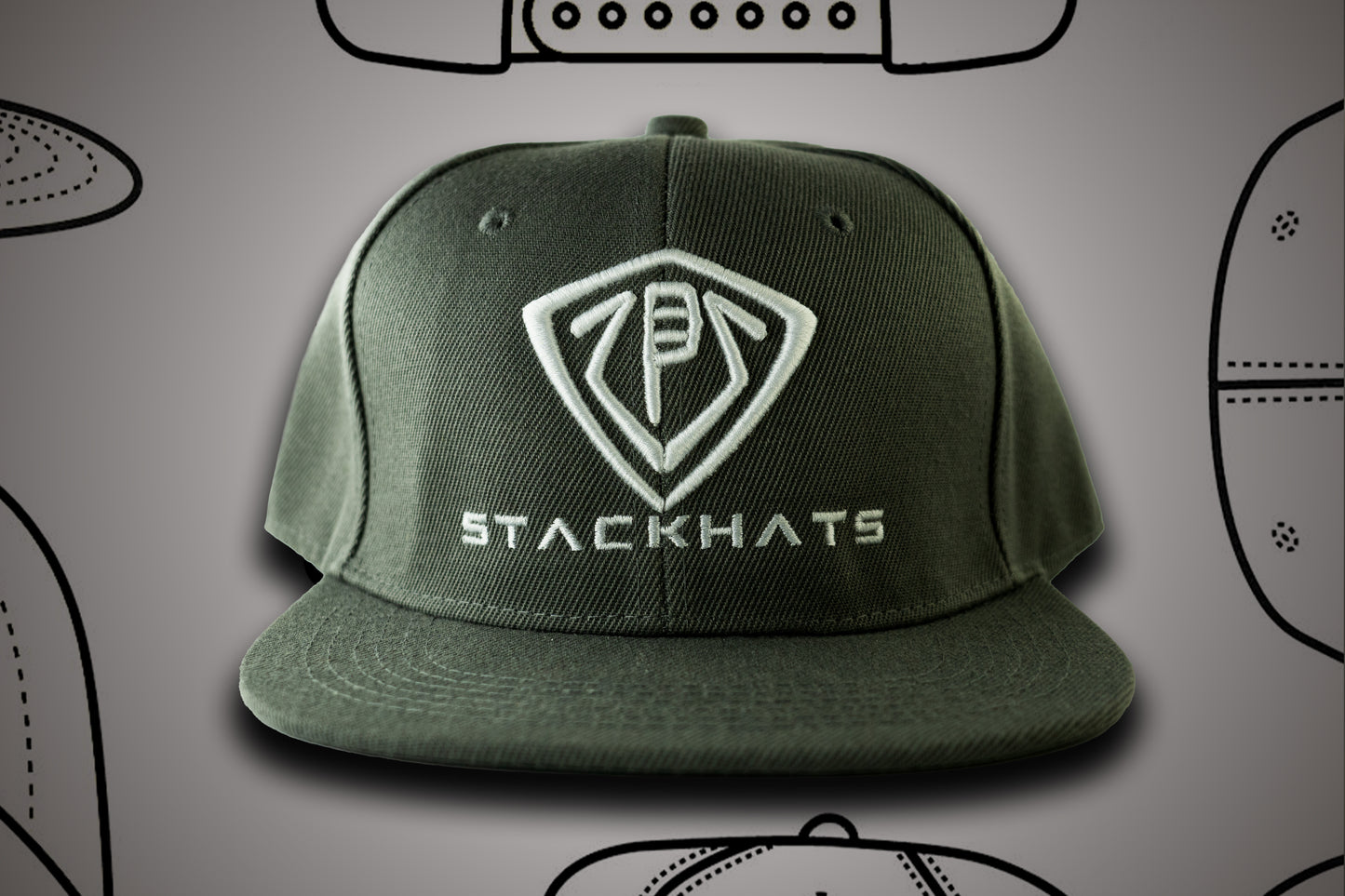 Grey Unisex Flat Bill StackHats Snapback