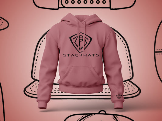 Mens StackHats Hoodie - Pink with Black Logo