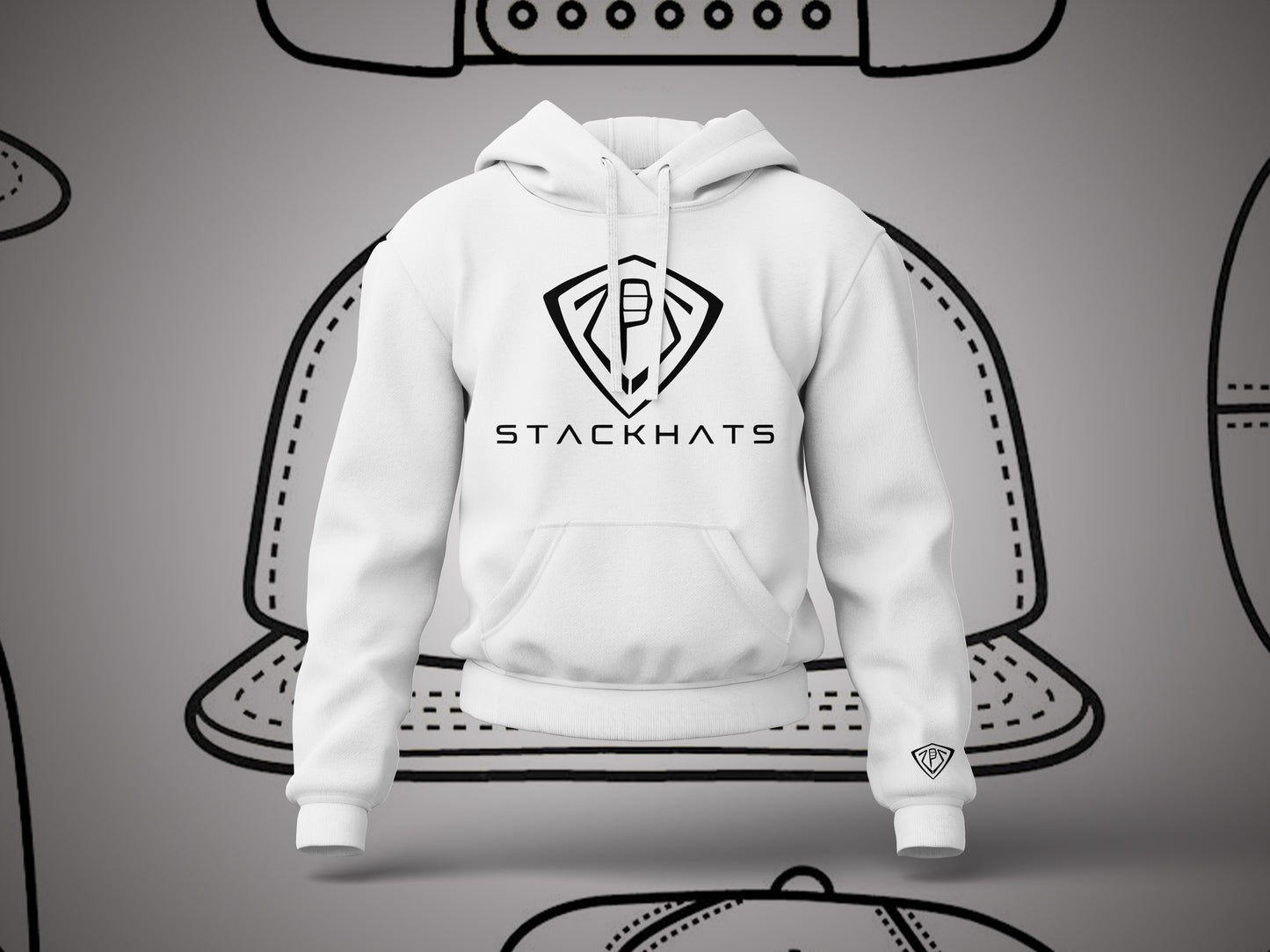 Mens StackHats Hoodie - White